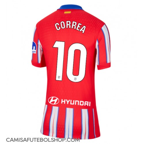 Camisa de time de futebol Atletico Madrid Angel Correa #10 Replicas 1º Equipamento Feminina 2024-25 Manga Curta